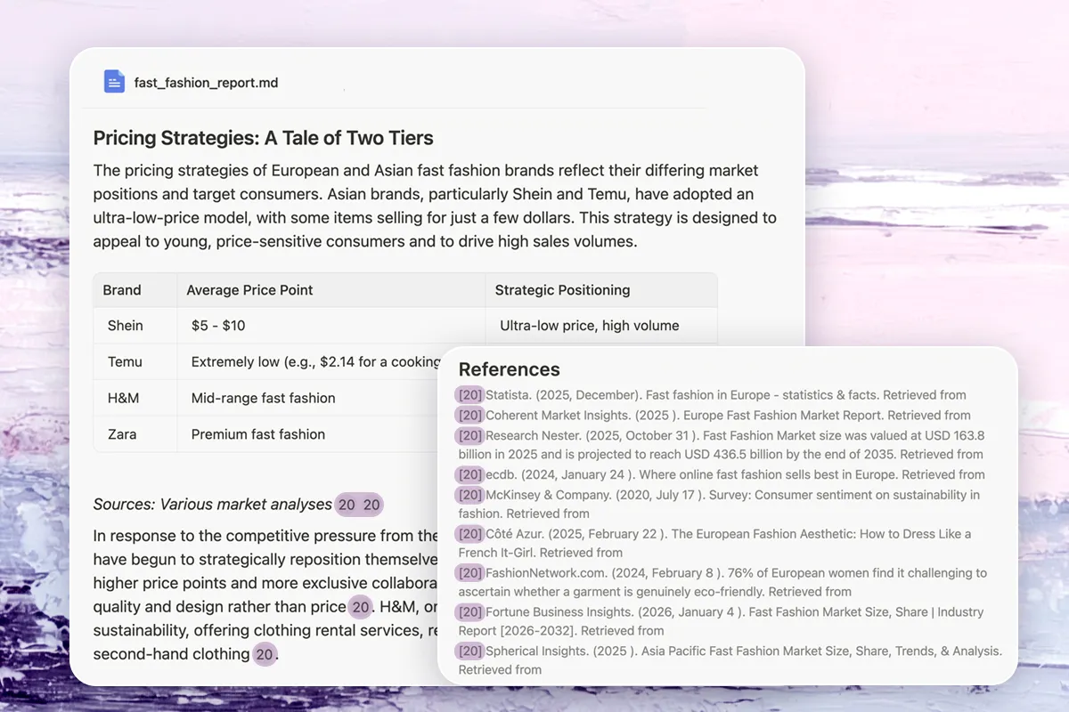 Deep research capability