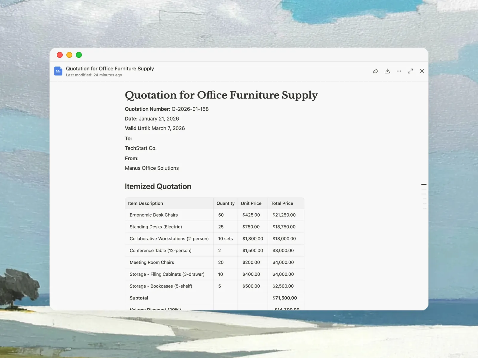 Service quotation for construction and renovation contractors