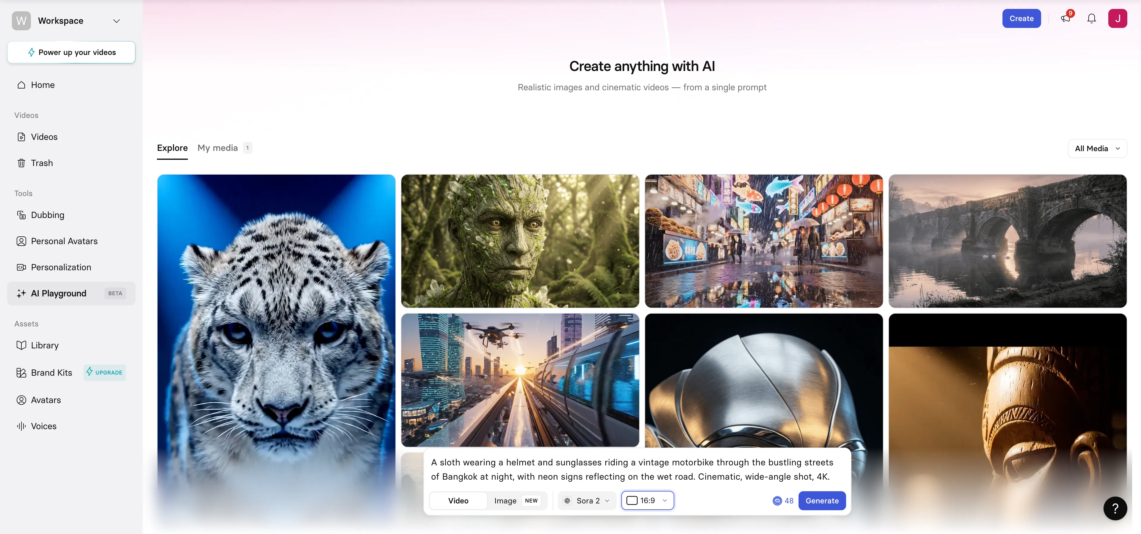 Synthesia AI Playground interface