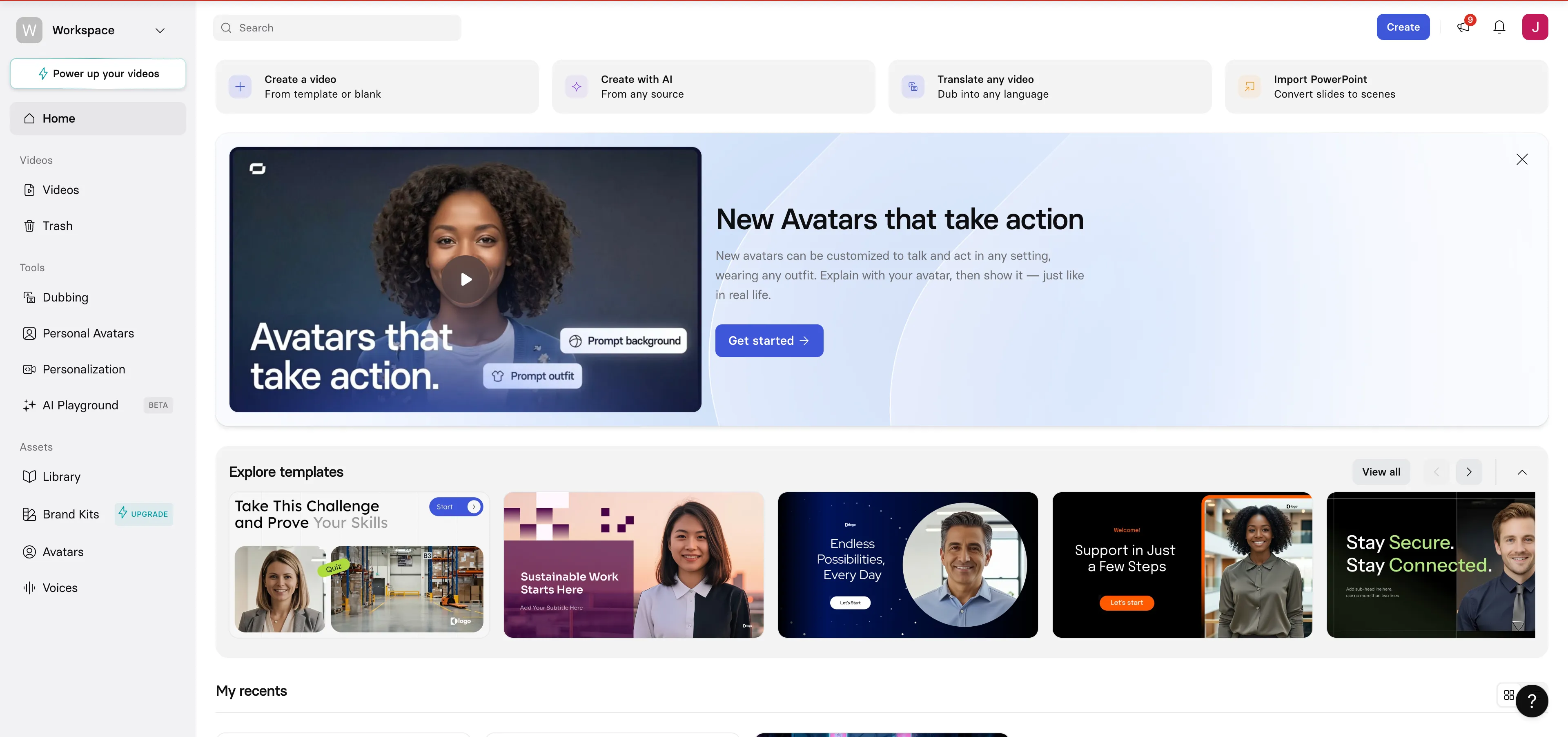 Synthesia dashboard screenshot